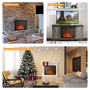 COSTWAY 26-Inch Electric Fireplace Inserts, 750W/1500W Wall Recessed and Freestanding Fireplace with Remote Control, 2 Flame Colors, 4 Brightness Settings, 5H Timer, Fireplace Heater for Indoor Use