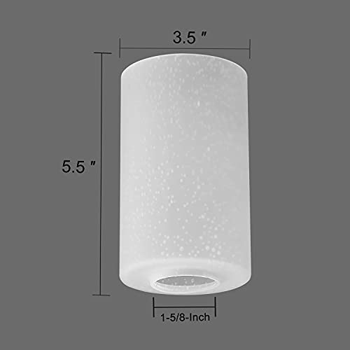 Voguad 3 Pack Frosted Seeded Glass Cylinder Lamp Shade, Light Fixture Replacement Globe Cover for Chandelier Pendant Light Wall Sconce, 1 5/8 Inch Fitter