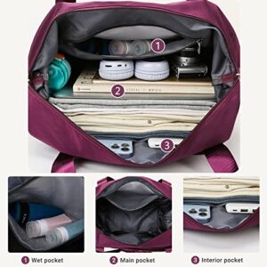 TOOSEA Large Capacity Expandable Travel Duffle Bag Dry Wet Separation for Women Carry On, Weekender Overnight Gym Tote Bag with Luggage Sleeve, Personal Item Bag