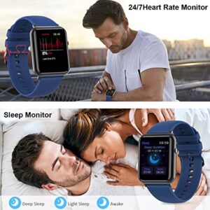 BJNAAL Smart Watch for Man Android Phones iPhone Compatible, IP68 Waterproof Fitness Tracker Smartwatch with Sleep/Health Monitor/Activity Tracker 1.7'' Touchscreen Digital Sport Watches for Men