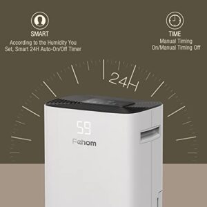 Fehom 4500 Sq. Ft Dehumidifier with Drain Hose - Ideal for Bedrooms, Basements, Bathrooms, and Laundry Rooms - with Digital Control Panel, 24 Hr Timer, and Front Humidity Display