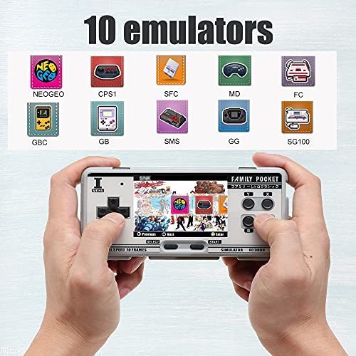 FAMILY POCKET Handheld Game Console Emulator Console, HD AV Output, 3.0-inch HD Screen, with 16g TF Card, 5000 Classic Games, Adult and Children Portable Video Game Console Gifts (Grey)