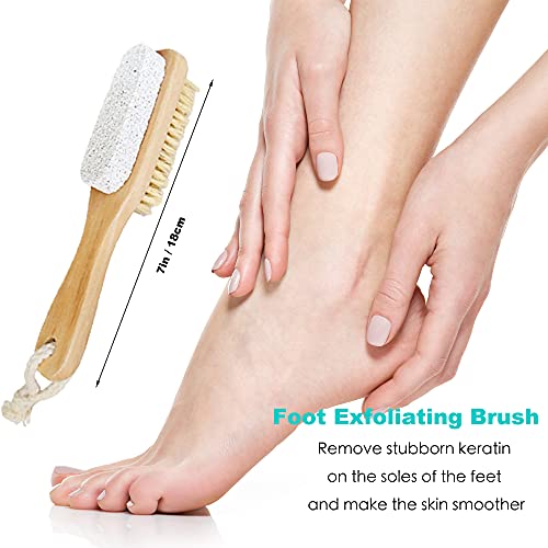 Spclsim Bath Brush Set Shower Brush Body Scrubber Brush Back Scrubber for Showe Body Exfoliating Brush, Bath Back Cleaning Scrubber with Long Wooden Handle (Bath brush-05)