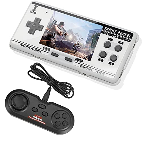 FAMILY POCKET Handheld Game Console Emulator Console, HD AV Output, 3.0-inch HD Screen, with 16g TF Card, 5000 Classic Games, Adult and Children Portable Video Game Console Gifts (Grey+Black)