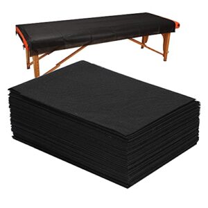 20 pcs thick massage table sheets sets disposable spa bed sheets non woven fabric lash bed cover 31" x 70" black