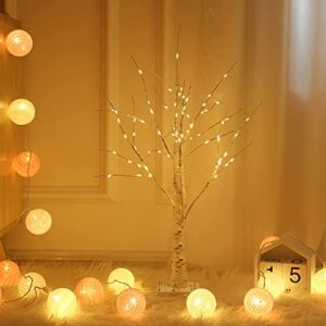 LED Lights Birch Tree, 2 Pack Branch Tree Lamp Christmas Decor, 24" Lighted Tree Light, USB/Battery Tabletop Tree Light with Timer Battery Powered for Home Festival Wedding Easter Decorations