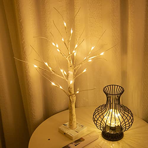 LED Lights Birch Tree, 2 Pack Branch Tree Lamp Christmas Decor, 24" Lighted Tree Light, USB/Battery Tabletop Tree Light with Timer Battery Powered for Home Festival Wedding Easter Decorations