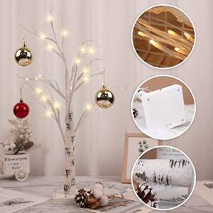 LED Lights Birch Tree, 2 Pack Branch Tree Lamp Christmas Decor, 24" Lighted Tree Light, USB/Battery Tabletop Tree Light with Timer Battery Powered for Home Festival Wedding Easter Decorations