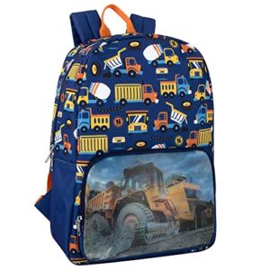 picture changing lenticular dinosaur backpack for boys – elementary and middle school hologram backpack (trucks)