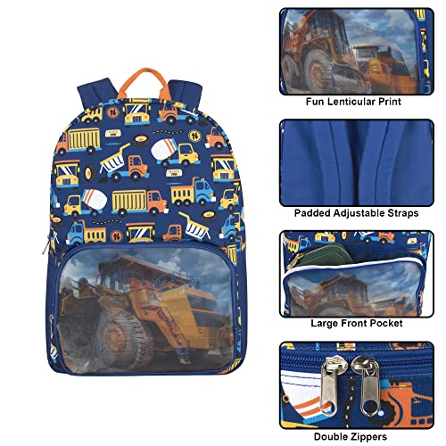 Picture Changing Lenticular Dinosaur Backpack for Boys – Elementary and Middle School Hologram Backpack (Trucks)