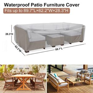 Heavy Duty Patio Furniture Covers Waterproof, Mrrihand Patio Furniture Outdoor Sectional Sofa Set , Patio Table and Chair Set Cover 89.7"L×62.2"W×28.3"H