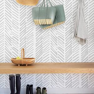 Guvana Line Peel and Stick Wallpaper Gray and White 17.7"x118" Self Adhesive DIY Removable Stripe Contact Paper Decorative for Livingroom Bedroom Wall Covering