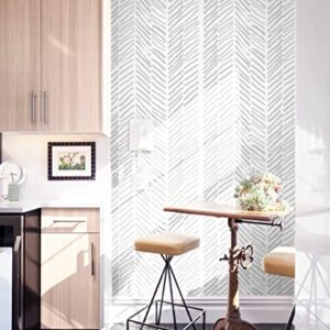 Guvana Line Peel and Stick Wallpaper Gray and White 17.7"x118" Self Adhesive DIY Removable Stripe Contact Paper Decorative for Livingroom Bedroom Wall Covering