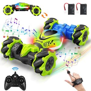 fosgoit gesture rc car, 2.4ghz 4wd gesture sensing rc stunt car toys for 6-12 yr boys girls, drift hand controlled remote control twist cars offroad 360° rotation with lights music for birthday gifts