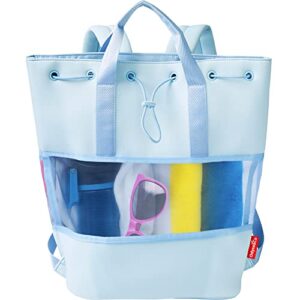 beach backpack lightweight (blue) - beach bags for women waterproof sandproof - neoprene drawstring bag serves as gym, workout, pool bag & beach bag 