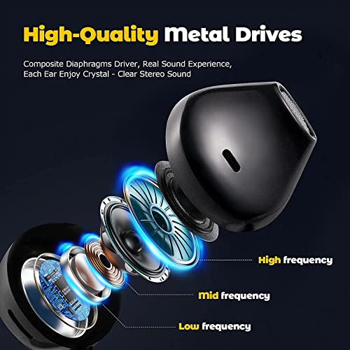 Jogteg Earbuds Headphones with Microphone Pack of 5, Noise Isolating Wired Earbuds, Earphones with Powerful Heavy Bass Stereo, Compatible with Android, Phone, Laptops, MP3 and Most 3.5mm Interface