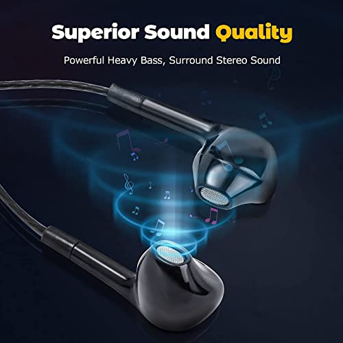 Jogteg Earbuds Headphones with Microphone Pack of 5, Noise Isolating Wired Earbuds, Earphones with Powerful Heavy Bass Stereo, Compatible with Android, Phone, Laptops, MP3 and Most 3.5mm Interface