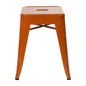 Flash Furniture Metal Dining Table Height Stool - Backless Orange Kai Commercial Grade Stool - 18 Inch Stackable Dining Chair - Set of 4