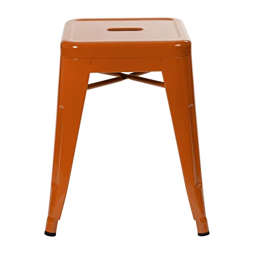 Flash Furniture Metal Dining Table Height Stool - Backless Orange Kai Commercial Grade Stool - 18 Inch Stackable Dining Chair - Set of 4