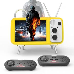 retro handheld emulator game console with 5000 classic video games,4.0inch screen mini game machine support for connecting tv and two players, present for 12 years up (yellow)