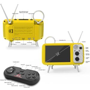 Retro Handheld Emulator Game Console with 5000 Classic Video Games,4.0Inch Screen Mini Game Machine Support for Connecting TV and Two Players, Present for 12 Years up (Yellow)