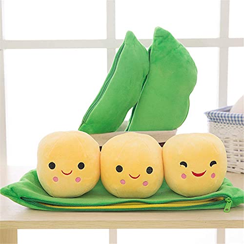 Giant Peas in A Pod Plush Toy Pea Pod Pillow Cute Pea Stuffed Toys Plant Doll Various Sizes (Green Beans,9.8''/25cm)