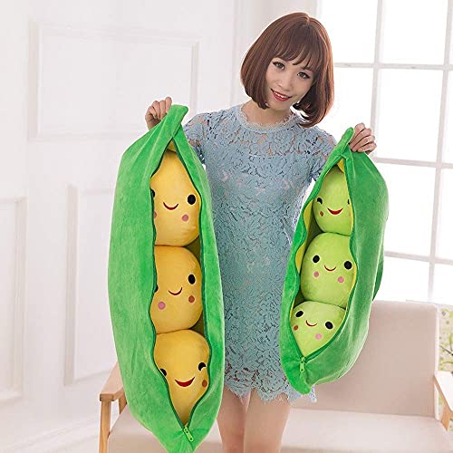 Giant Peas in A Pod Plush Toy Pea Pod Pillow Cute Pea Stuffed Toys Plant Doll Various Sizes (Green Beans,9.8''/25cm)