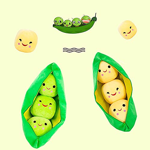 Giant Peas in A Pod Plush Toy Pea Pod Pillow Cute Pea Stuffed Toys Plant Doll Various Sizes (Green Beans,9.8''/25cm)