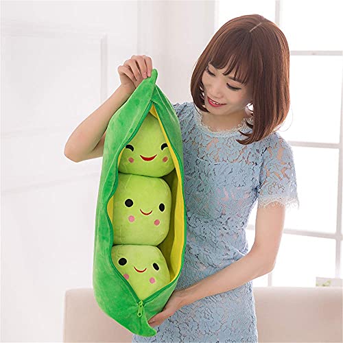 Giant Peas in A Pod Plush Toy Pea Pod Pillow Cute Pea Stuffed Toys Plant Doll Various Sizes (Green Beans,9.8''/25cm)