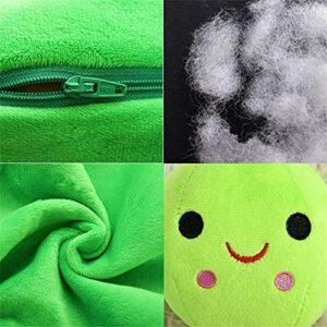 Giant Peas in A Pod Plush Toy Pea Pod Pillow Cute Pea Stuffed Toys Plant Doll Various Sizes (Green Beans,9.8''/25cm)