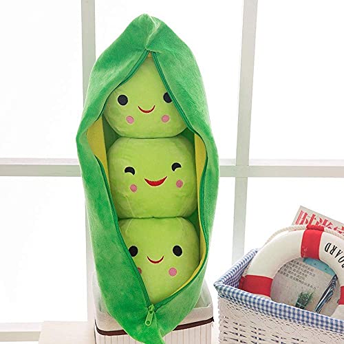 Giant Peas in A Pod Plush Toy Pea Pod Pillow Cute Pea Stuffed Toys Plant Doll Various Sizes (Green Beans,9.8''/25cm)