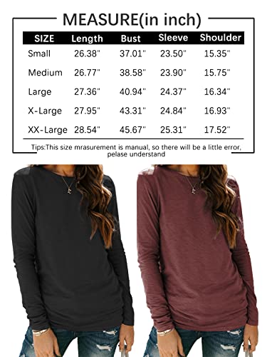 AUTOMET Womens Long Sleeve T Shirts Crewneck 2023 Casual Dressy Fall Tunic Tops Fitted Shirts Basic Tee