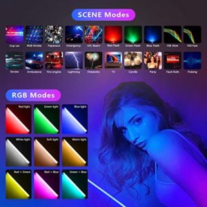 RGB Led Video Light Stick Wand with Stand, QEUOOIY 360° Full Color 2500-9500K Portable Studio Photography Lighting, 5000mAh Rechargeable Battery & Magnet with 27"-78.7" Tripod for Vlog