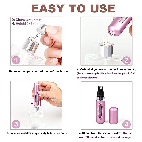 KAYZON Travel Mini Perfume Refillable Atomizer Container, Portable Perfume Scent Pump Case Fragrance Empty Spray Bottle for Traveling and Outgoing (3 Pack, 5ml) (3 Pcs)