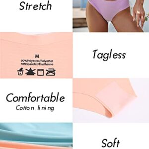 ROSYCORAL Women’s Seamless Bikini Panties Soft Stretch Invisibles Briefs No Show Hipster Underwear cheeky 9 pack XS-L (L)