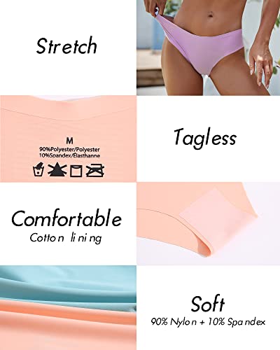 ROSYCORAL Women’s Seamless Bikini Panties Soft Stretch Invisibles Briefs No Show Hipster Underwear cheeky 9 pack XS-L (L)