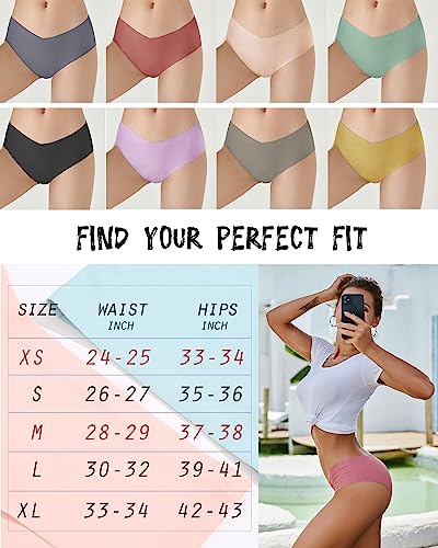 ROSYCORAL Women’s Seamless Bikini Panties Soft Stretch Invisibles Briefs No Show Hipster Underwear cheeky 9 pack XS-L (L)