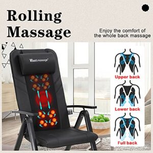 Folding Shiatsu Massage Chair, 3D Massage Chairs Full Body and Recliner with Heat,Adjustable Neck&Backrest Height, Arm Rest, Heated Kneading Roller,Massagers for Office Home,Black