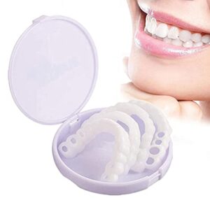 icehao upper & lower teeth veneers - simulation braces snap on smile tooth cover perfect whitening one size fits most comfortable denture to make white beautiful neatr (2pcs) 2 count (pack of 1)