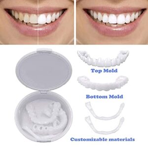 icehao Upper & Lower Teeth Veneers - Simulation Braces Snap On Smile Tooth Cover Perfect Whitening One Size Fits Most Comfortable Denture to Make White Beautiful Neatr (2pcs) 2 Count (Pack of 1)