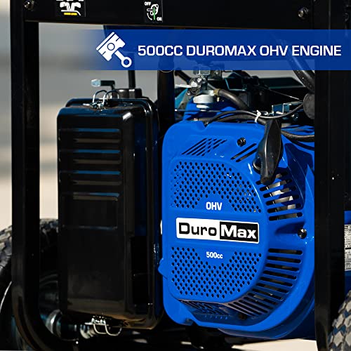 DuroMax XP13000X 13,000-Watt/10,500-Watt 500cc Electric Start Gas Powered Portable Generator w/ CO Alert, Black/Blue