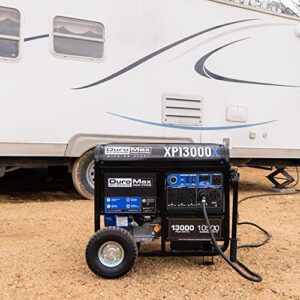 DuroMax XP13000X 13,000-Watt/10,500-Watt 500cc Electric Start Gas Powered Portable Generator w/ CO Alert, Black/Blue