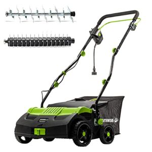 earthwise dt71613aa 13-amp 16-inch corded dethatcher with scarifier blade and collection bag