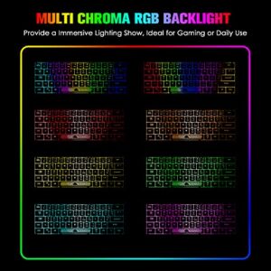 ZIYOU LANG K61 60% Gaming Keyboard Mini Portable with Rainbow RGB Backlit Ergonomic 62Key Layout 19Key Anti-ghosting Mechanical Feel Waterproof USB Wired for PC Mac Windows Gamer Laptop Typists(Blue)