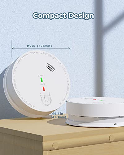 SITERWELL Hardwired Interconnected Smoke Detector, Photoelectric Smoke Alarm with 9V Backup Battery, Fire Alarm with Test/Silence Button, GS517, 4 Packs