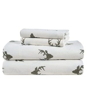 LANE LINEN 100% Cotton Flannel Sheets Set - Flannel Sheets Full, 4-Piece Bed Sheets - Lightweight Bedding Sets, Brushed for Extra Softness, Warm, 15" Deep Pocket (Fits Upto 17" Mattress) - Reindeer