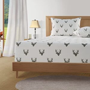 LANE LINEN 100% Cotton Flannel Sheets Set - Flannel Sheets Full, 4-Piece Bed Sheets - Lightweight Bedding Sets, Brushed for Extra Softness, Warm, 15" Deep Pocket (Fits Upto 17" Mattress) - Reindeer