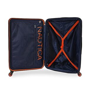 Nautica Birch Hardside Spinner Luggage, Navy/Orange, Checked-Large 29-Inch