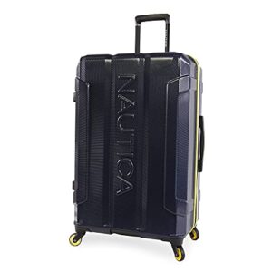 nautica maker hardside spinner luggage, navy/yellow, checked-large 29-inch