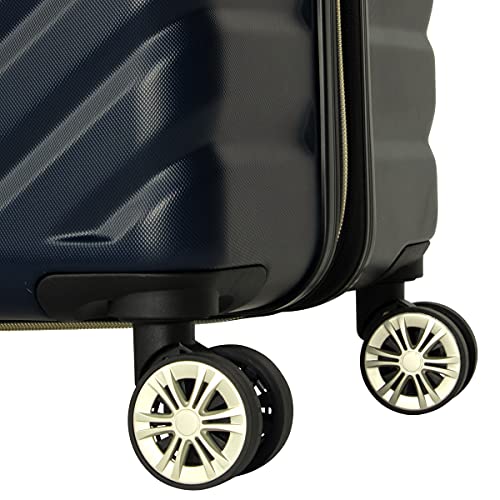 Kenneth Cole Reaction "Madison Square" Women's Luggage Lightweight Hardside Chevron Expandable 8-Wheel Spinner Carry On Suitcase, 20-inch Carry-On, Navy With Gold Zippers